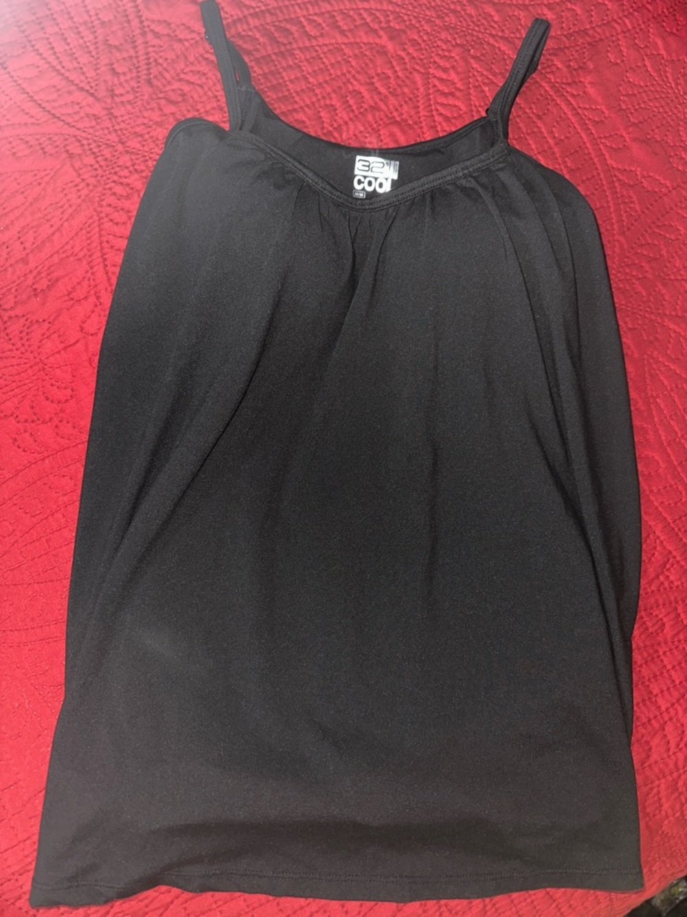 32 COOL Black Spaghetti-Strap Tank Top with built in bra size large